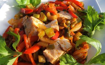 Wok de poulet aux poivrons