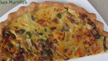 Tarte aux courgettes, menthe et graines de courge