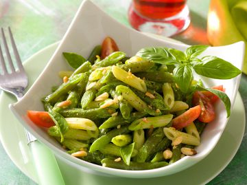 Duo haricots verts et pâtes au basilic