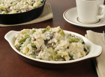 Risotto au poulet et poireaux