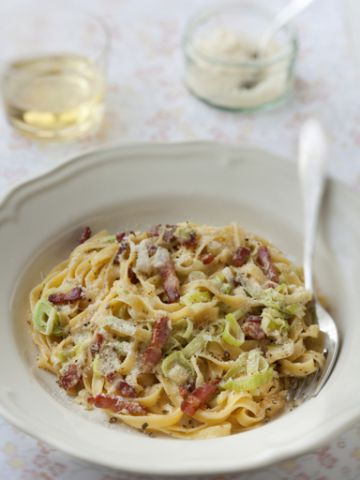 Tagliatelles à la crème de poireaux