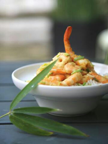 Crevettes au curry avec riz