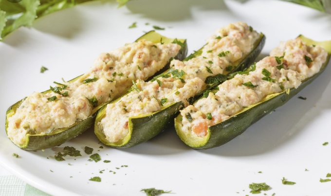 Courgettes farcies aux crevettes