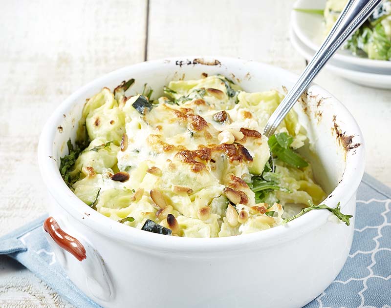 Tortellinis gratinés aux légumes verts