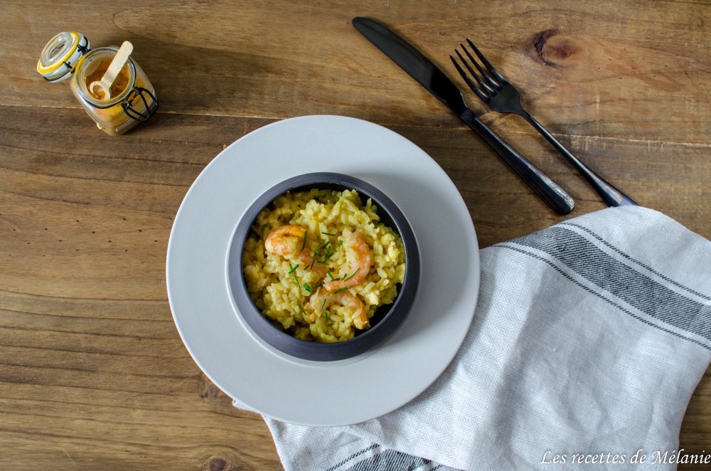 Risotto aux crevettes, curcuma et gingembre