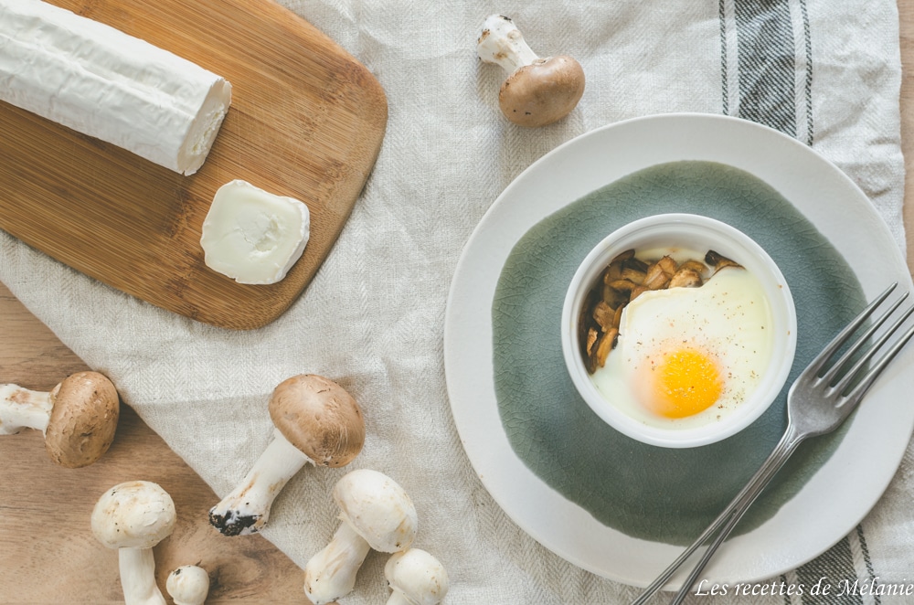 Oeuf cocotte champignons chèvre