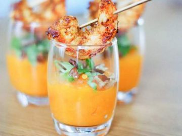 Verrine de potimarron et crevettes au curry