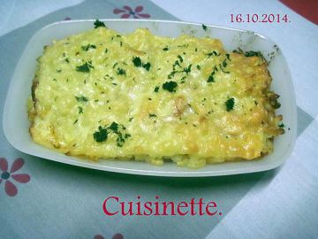 Pâtes coquillette au chorizo.gratinées au gouda.