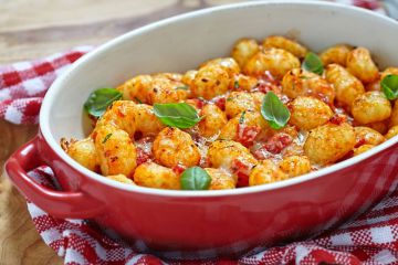 Gratin de gnocchis tomate et basilic