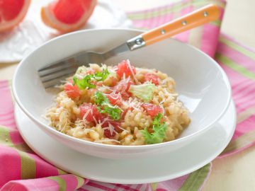 Risotto au pamplemousse et fromage râpé