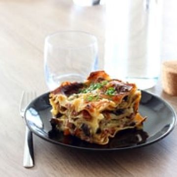 Lasagnes de courgettes, champignons et jambon