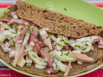 Galettes au jambon et au concombre