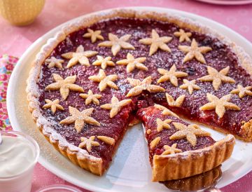 Tarte fleurie rhubarbe et framboises