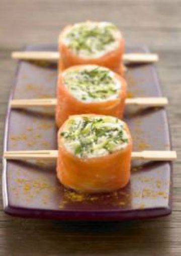 Sushi de saumon fumé à la bûche de chèvre et pomme granny