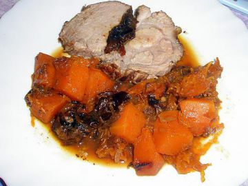 Rôti de porc aux pruneaux et potiron