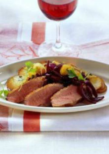 Magrets de canard aux oignons rouges