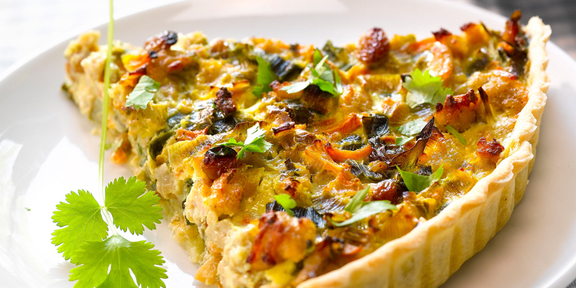 Quiche indienne au poulet et aux petits légumes